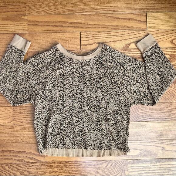 GAP KIDS Waffle Knit Cheetah Print Long Sleeves Brown Top Girl’s Size XXL 14/16 - Picture 9 of 9
